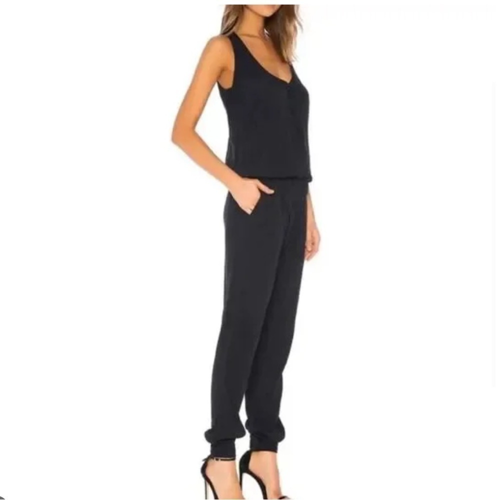 MONROW • Women’s Revolve Black Jogger Tank Jumpsuit Cotton Blend Size XS